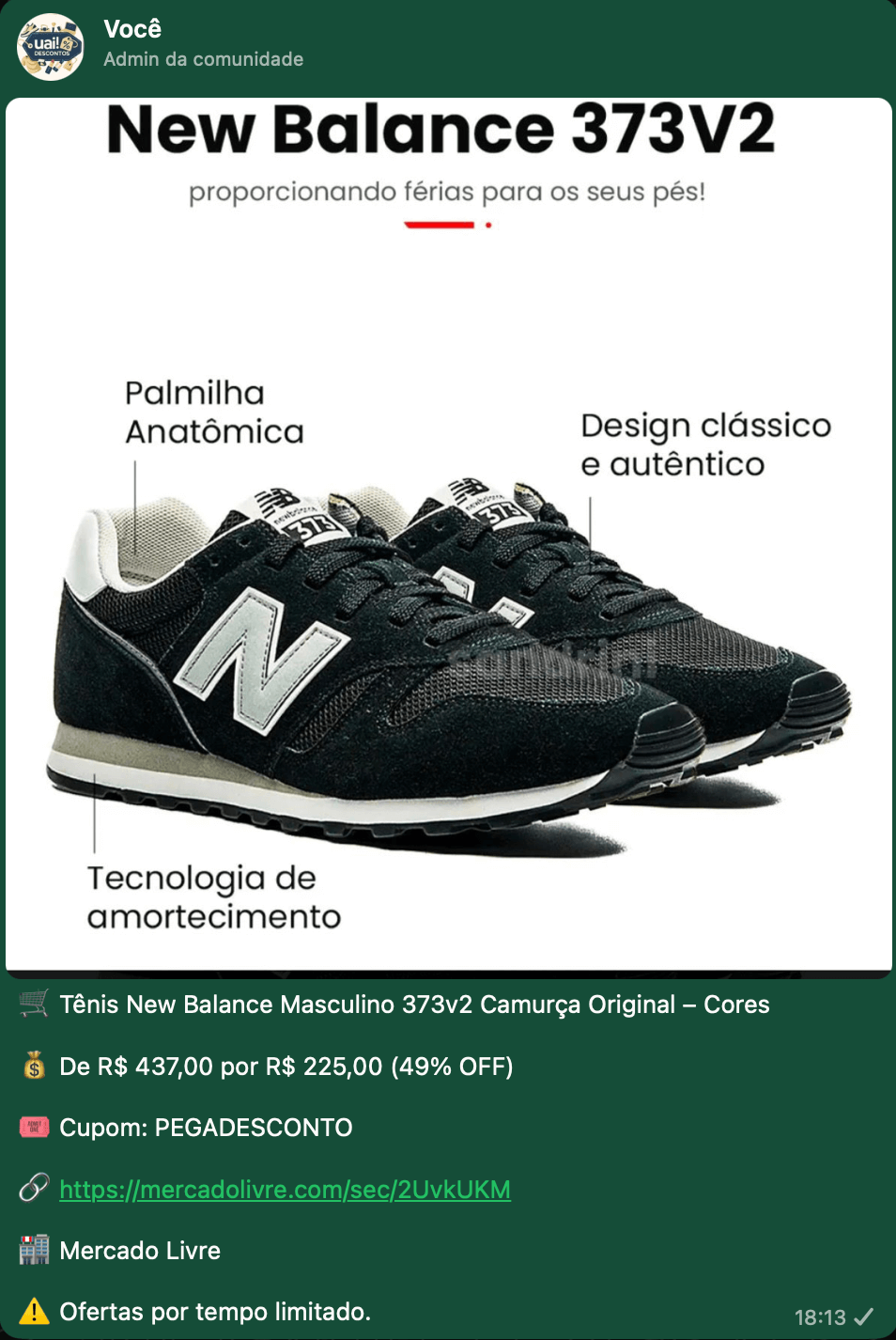 Oferta Amazon, Mercado Livre, Nike ou Adidas - Promoção Verificada UAI Descontos